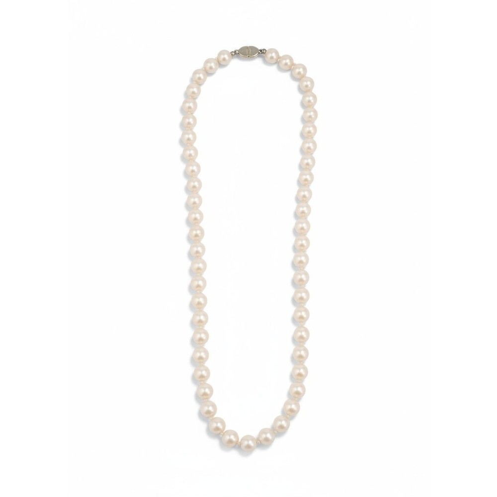 Vintage Monet Faux Pearl Strand Necklace Hand Knotted Gold Tone Clasp Cream 18"